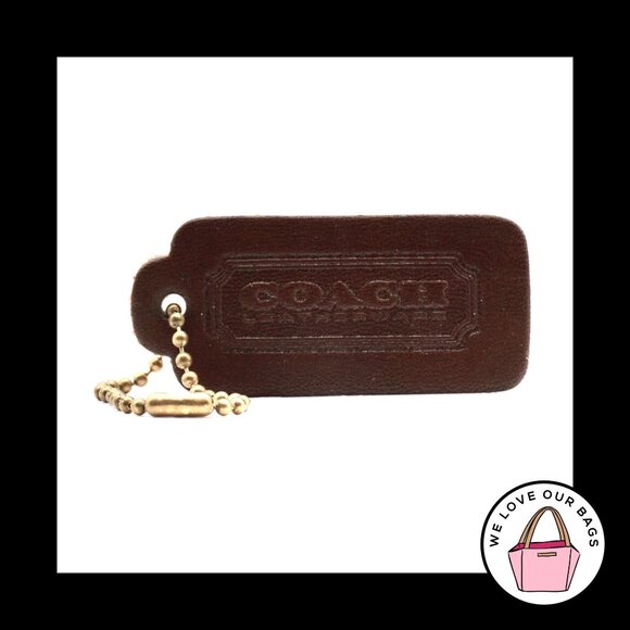 COACH VINTAGE LEATHERWARE Mahogany Brown Leather Fob Bag Charm Keychain Hang Tag - Picture 1 of 2